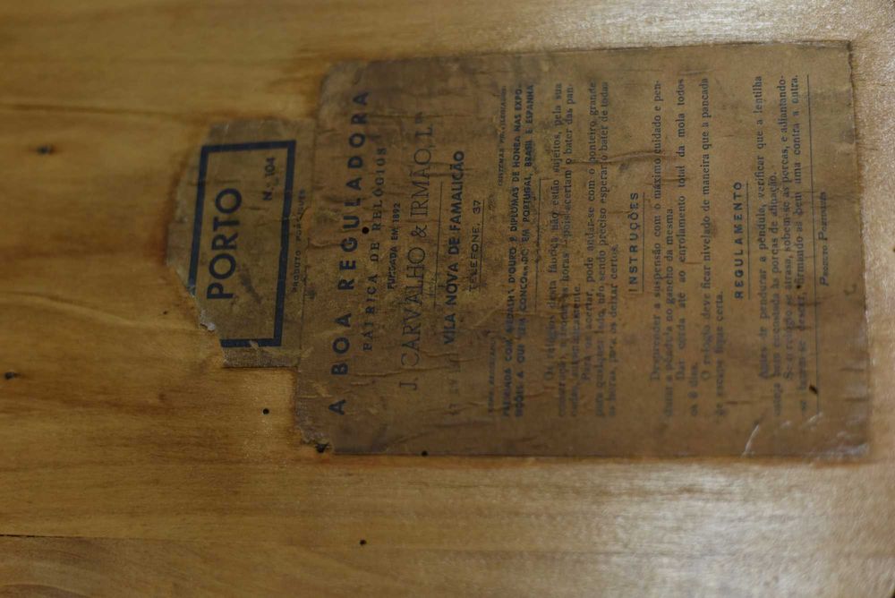 Relogio Reguladora antigo parede modelo Porto 1947