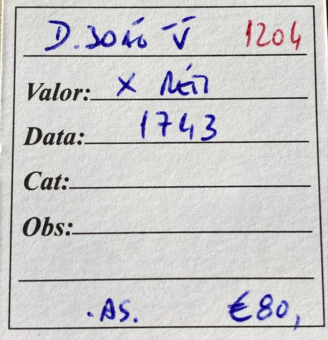 Moeda 1204 - D. JOAO V - X Reis 1743