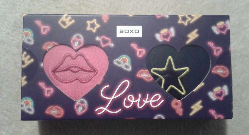 SOXO Skarpetki dla pary damskie męskie na Walentynki w pudełku 2 PARY