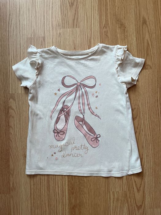 Koszulka/ t-shirt ecru/kremowy dla dziewczynki, rozmiar 122, Sinsay