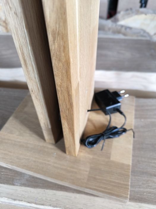 Lampa stojąca dębowa, LED RGB, pilot