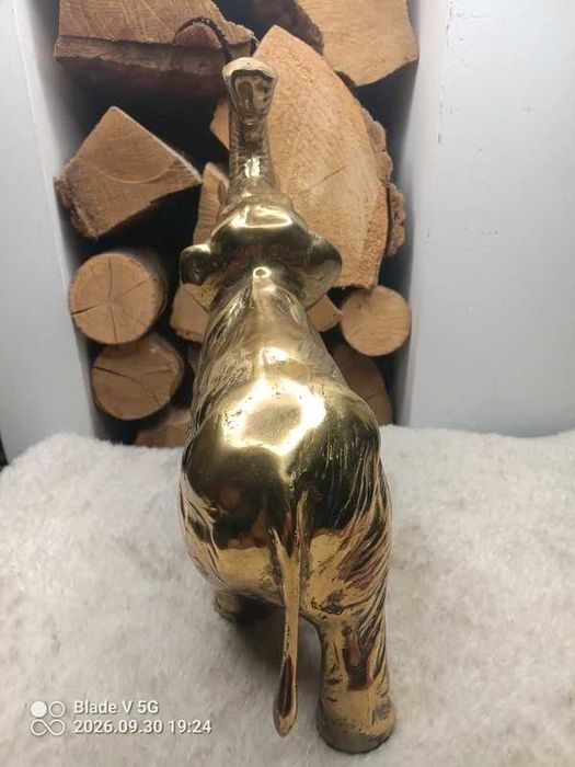 Monumentalna Rzeźba Gabinetowa – Słoń z Mosiądzu (3,4 kg / Vintage)