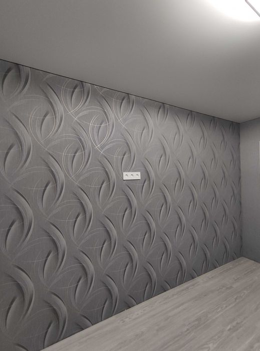 Поклейка шпалер,  фарбування стін та стель.