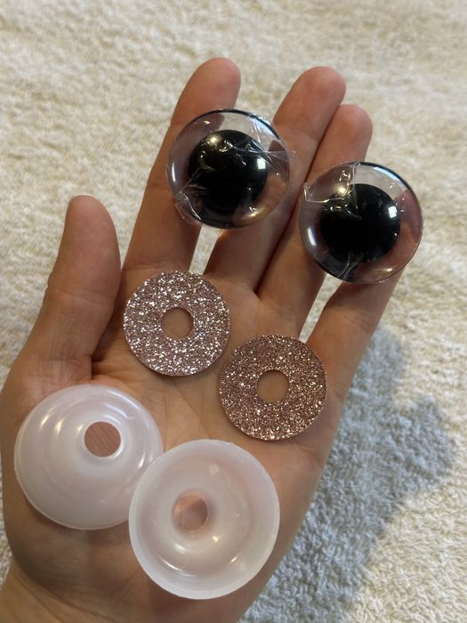 Oczy do maskotek 35 mm w kolorze pudrowy róż