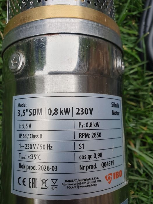 Nowa pompa głębinowa IBO 3.5 cala 0.8kw