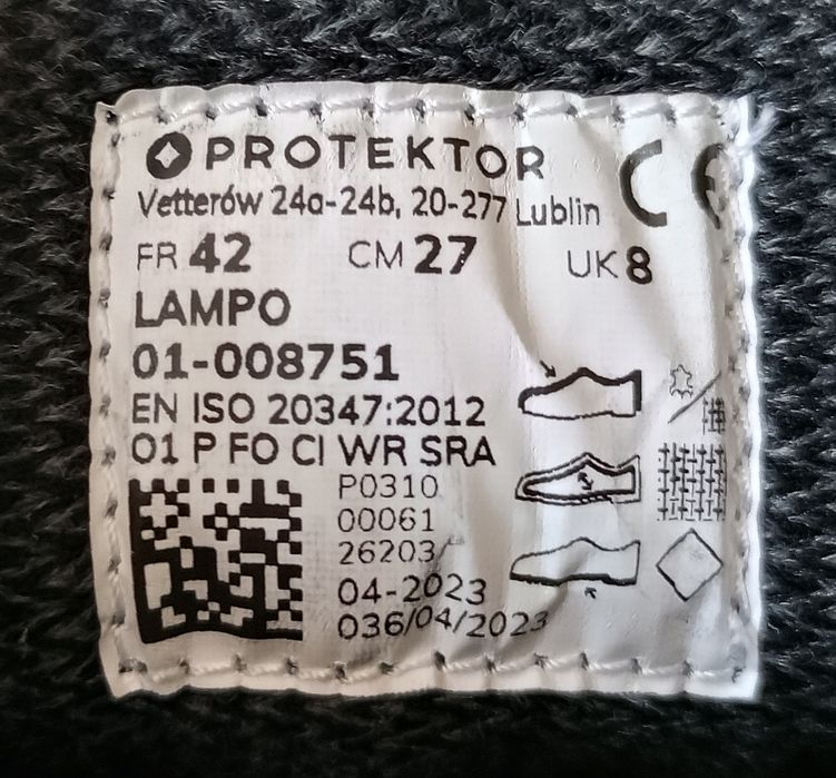 NOWE trzewiki służbowe Policja PROTEKTOR Lampo w rozm. 42 wkładka 27 cm