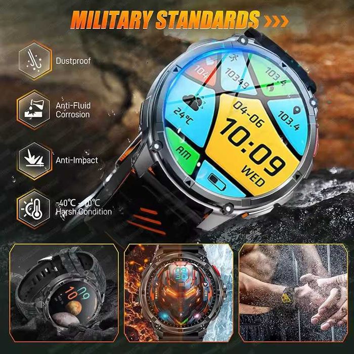Смарт часы: VWAR HT33 MAX. NFC. Compass. 1100mAh. LED-фонарик.
