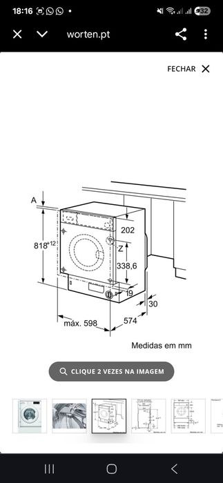 BOSCH S6 Máquina de lavar roupa de encastre 7 kg 1200 rpm WIW2430