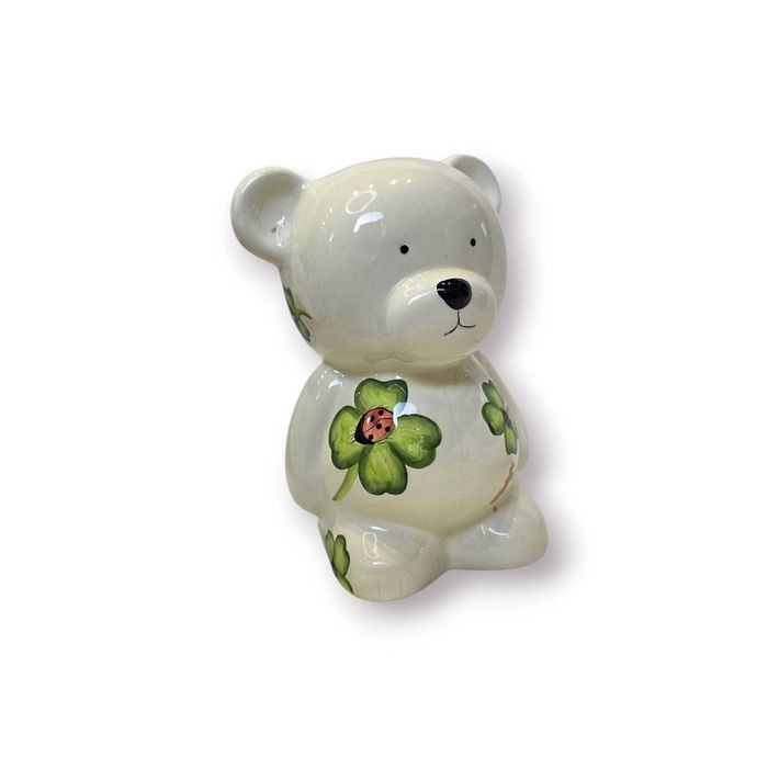 Cofre Cerâmica – Ursinho com Trevos e Joaninhas – 23 cm