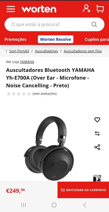 Auscultadores Yamaha YH-E700 Black – Como Novos | ANC + Bluetooth |