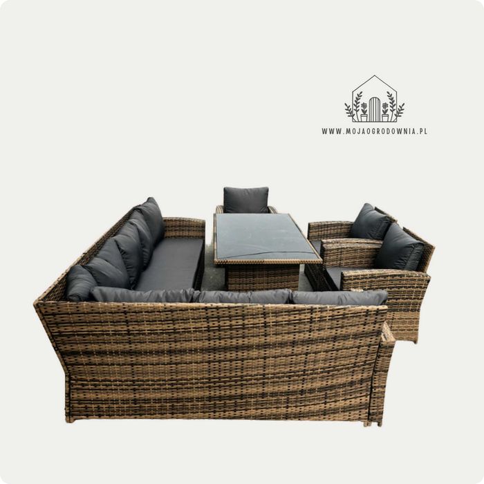 Wypoczynek ogrodowy /Narożnik + fotele / Technorattan/ 9 os / 4 kolory