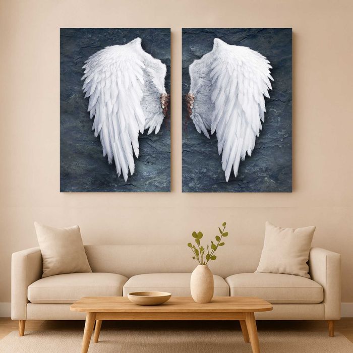 Banksy Angel Wings – Conjunto de Arte em Tela · Decoração Moderna com Penas