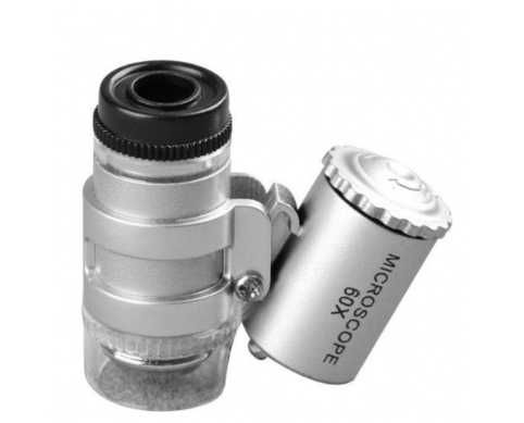 Mikroskop Jubilerski 60x - Mini Kieszonkowa Lupa - Oświetlenie LED