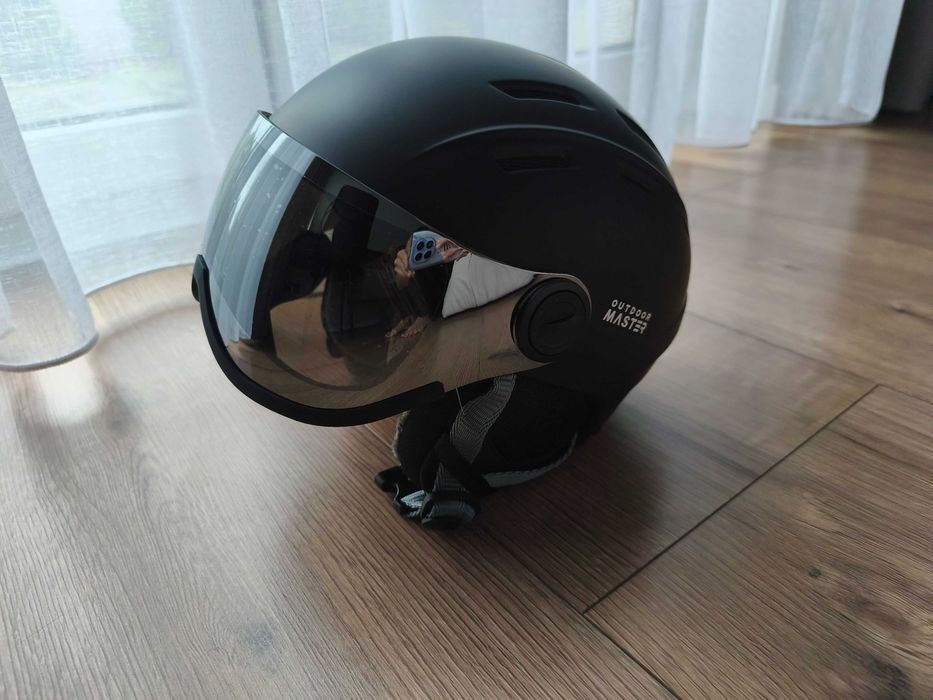 kask narciarski S czarny mat gogle helmet 48-54cm 650g