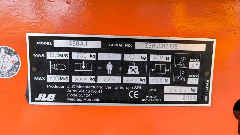 DUT do 06/2027 - Spalinowy podnośnik koszowy JLG 450 AJ Rok produkcji 2014