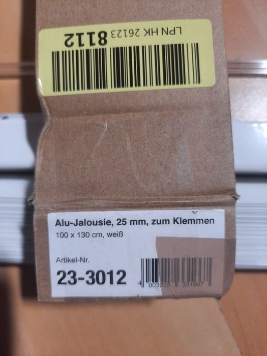 Żaluzja aluminiowa 25 mm 100x130cm biała