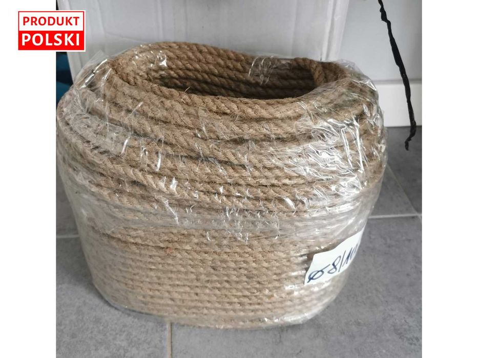 Lina jutowa naturalna żeglarska sznur 8mm 100m NOWA dekoracja