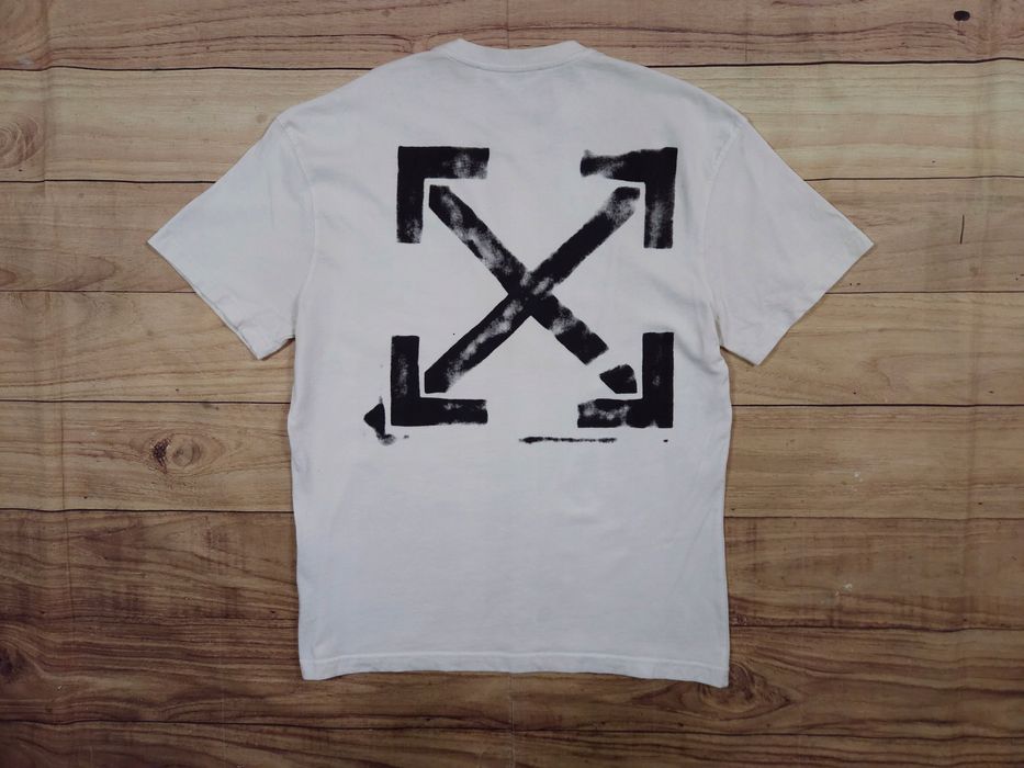 OFF-WHITE Koszulka T-Shirt Męska Biała Logowana r. L