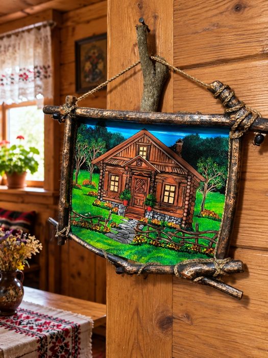 Картина "Затишний будиночок", робота української майстрині