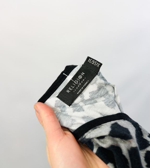 Szaro-czarna tunika z panterkowym panelem XS 34