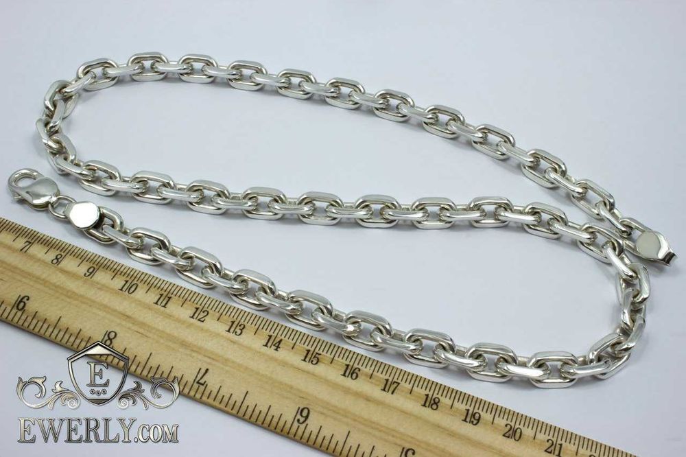 Большая, толстая серебряная Якорная цепочка. Ланцюг срібний Якір