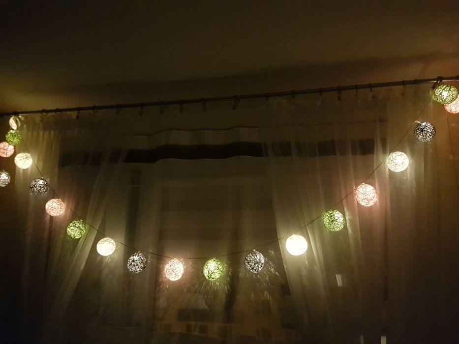 Girlanda, lampki, cotton balls, Handmade, ręcznie robione