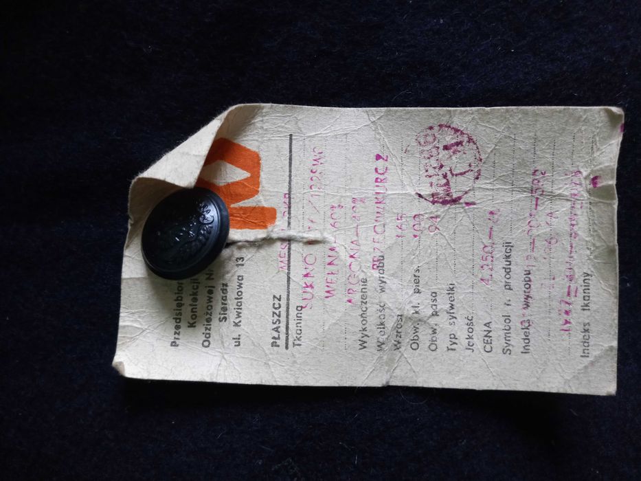 Płaszcz wełniany kolejowy lata rok 1987 NOWY, made in Poland