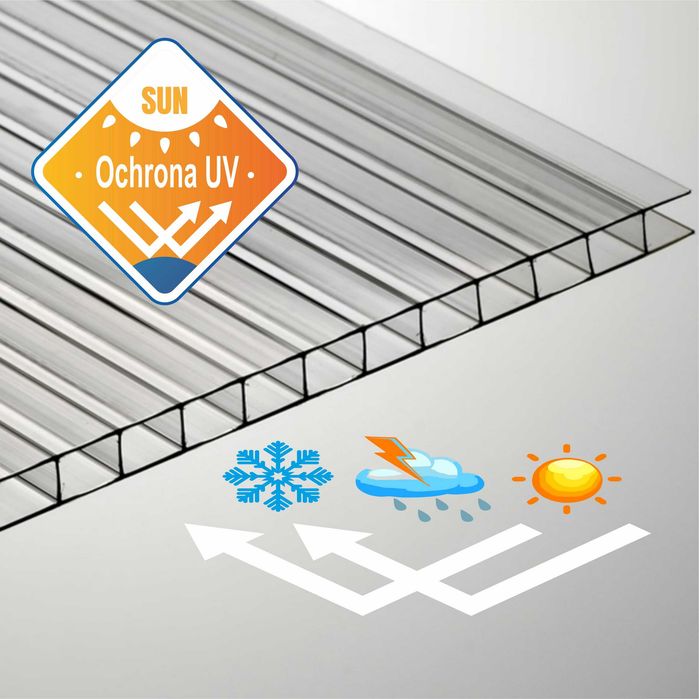 Poliwęglan komorowy UV długość 1m 2m 3m 3,5m 4m 5m 6m 7m 12m od 4mm do 32mm 27-08