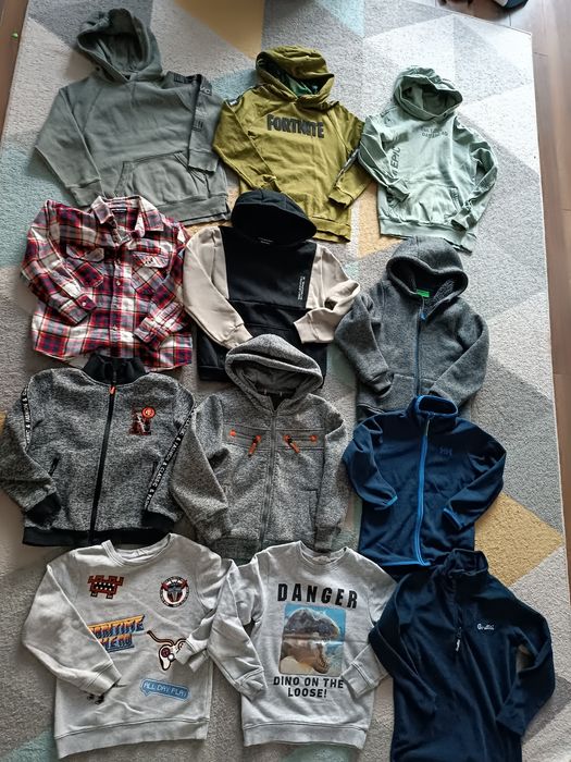 Bluza 128/134 jesienna polar z kapturem na zamek ocieplana koszula flanela