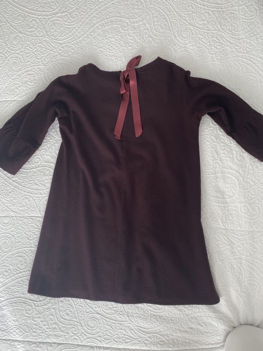 Vestido curto, bordeaux, manga 3/4