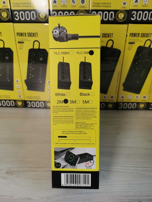 Сетевой фильтр с заземлением и защитой Подовжувач з USB. Мережевий фільтр з бездротовою зарядкою. Удлинитель 2м