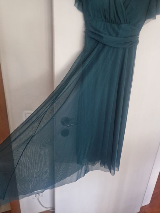 Vestido Midi azul petróleo S novo