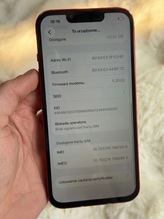 iPhone 13 Czerwony, kondycja 97%, bez blokad