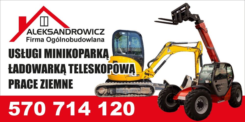 Usługi Wynajem Minikoparka, Ładowarka teleskopowa TRANSPORT kruszywa