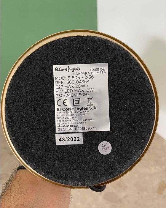 Candeeiro de mesa Ribera + Lanka || El Corte Inlglés NOVO