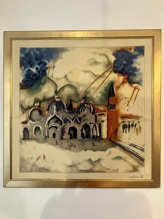 Salvador Dali Plac Św. Marka Ogromna Litografia na jedwabiu  Oryginał