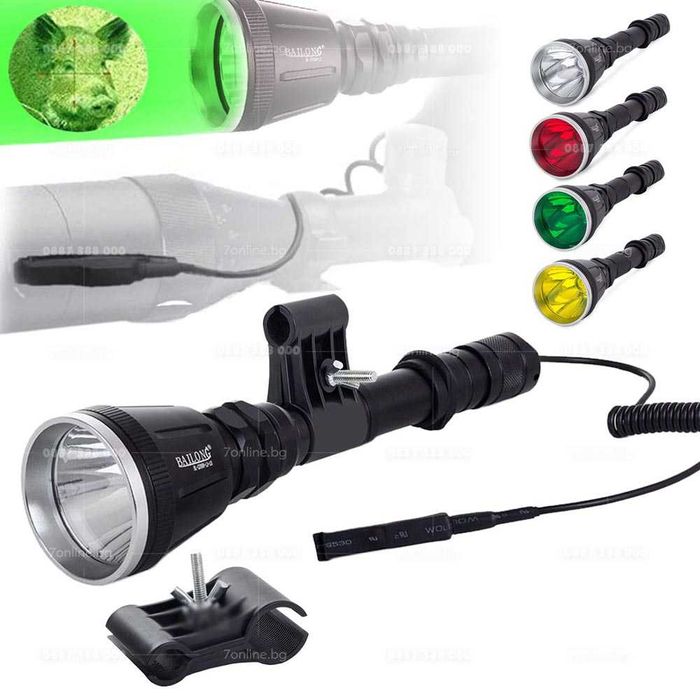 Latarka Taktyczna na broń Filtry Włącznik Montaż