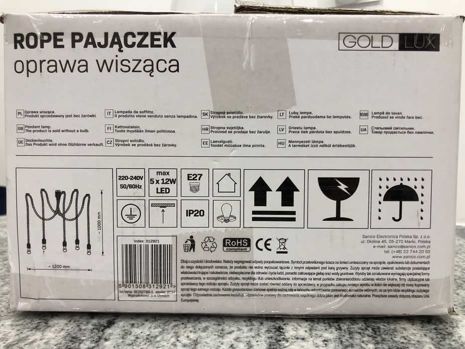 Lampa pajączek 5xE27 ROPE Goldlux 312921