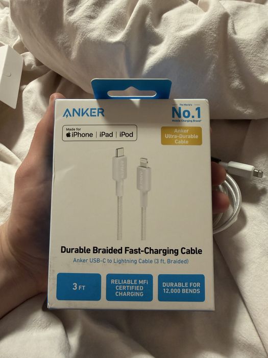 Anker 322 USB-C - Lightning 0.9м кабель нейлоновий для айфона