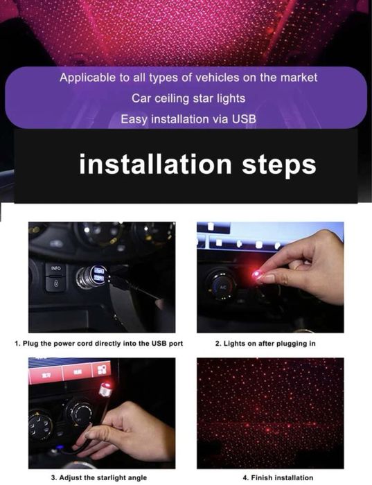 Led para carro vermelho novo tecto