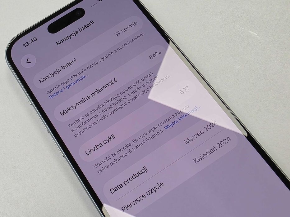 Iphone 15 128GB/ Blue/ Niebieski/ Bateria 84%/ Grade A + ładowarka/ Gwarancja 6 MSC