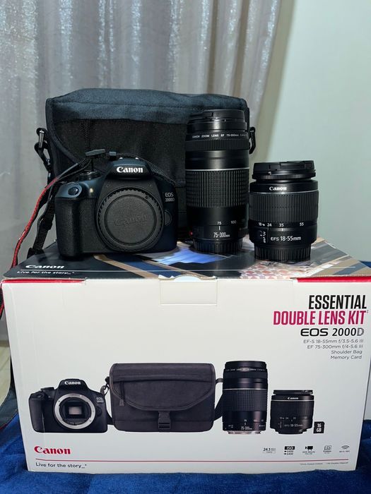 Kit Máquina Fotográfica CANON EOS 2000D + 18-55 IS STM + 75-300 Dc STM