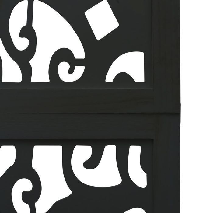 vidaXL Parawan pokojowy, 5-panelowy, czarny, lite drewno paulowni