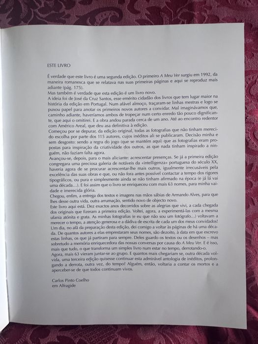 Livro de fotografias "A Meu Ver" de Carlos Pinto Coelho
