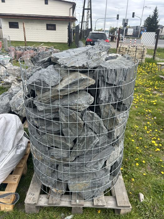 ŁUPEK BLACK STONE Czarny Łupek Kamień Ogrodowy Ogród Japoński Skałka do Akwarium Malawi Tanganika Czarna Skała Skałka Naturalny Łupek Grys Lawa
