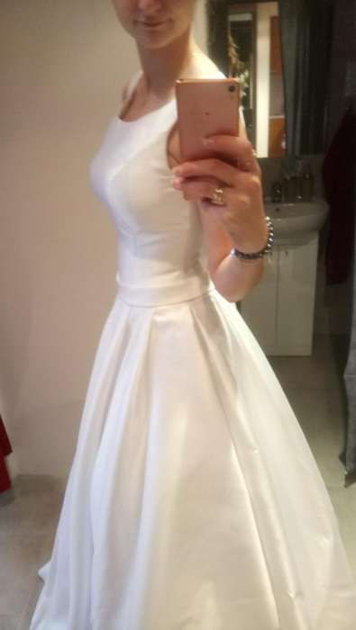 Suknia ślubna biała mikado + poduszeczka na obrączki + welon + bolerko