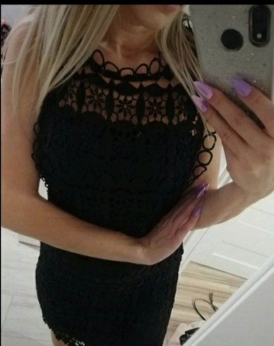 Rozowa sukienka S-M elegancka na wesele wizytowa