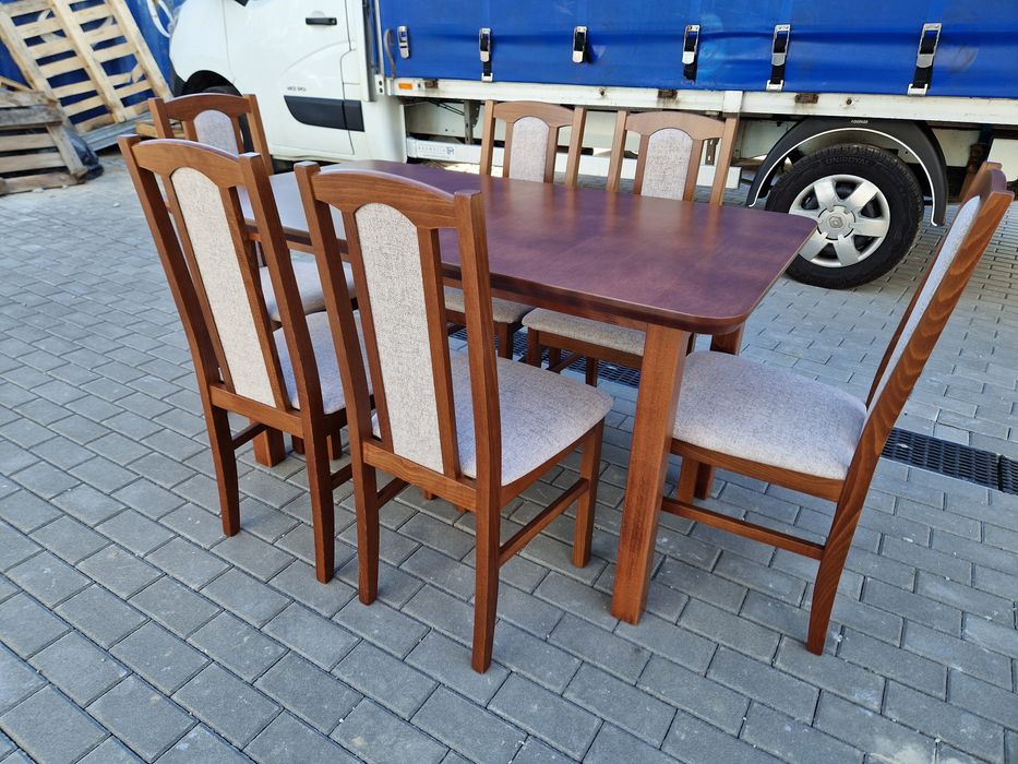 Nowe: Stół + 6 krzeseł,  kasztan + kawa z mlekiem , transport cała POL