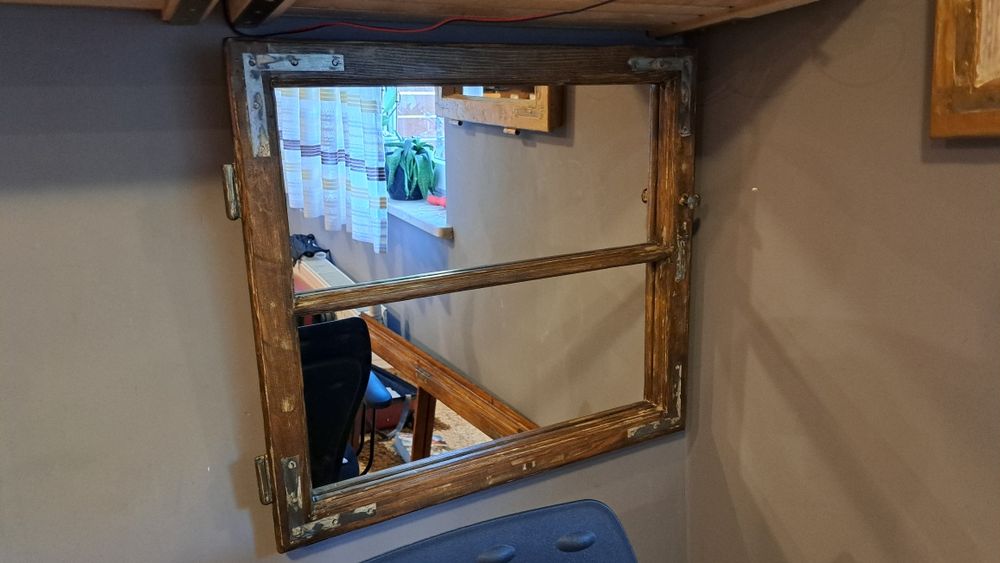 Lustro z duszą Rękodzieło rama stare okno Retro Loft Vintage