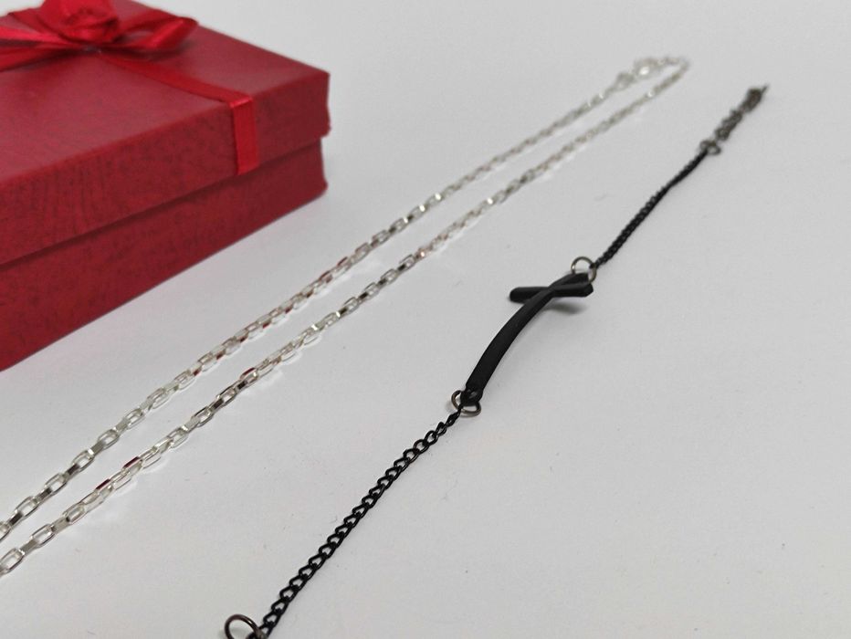 Conjunto Colar Prata e Bracelete Dark Cross, novos, portes grátis